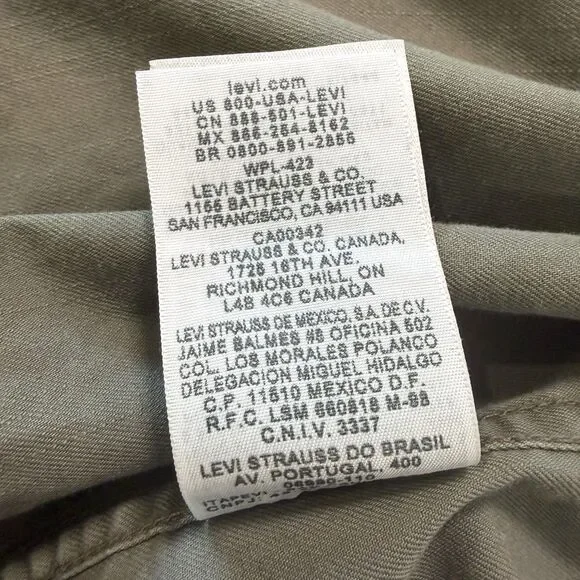 Levi's Men's XXL Field Jacket Olive Brown Canvas Utility Cargo Chore Coat Shell - Picture 7 of 10